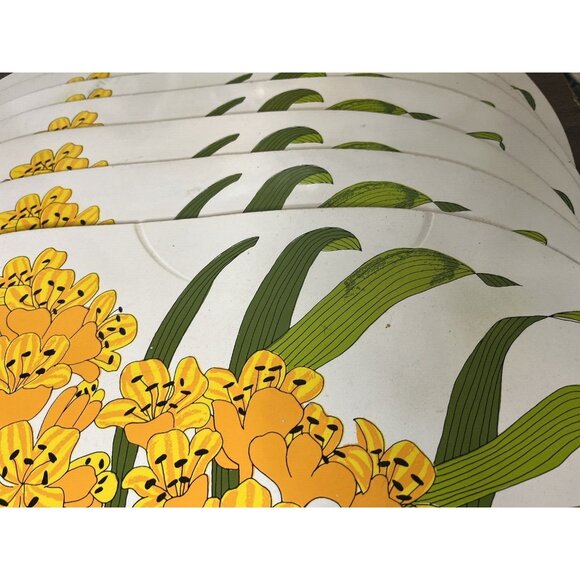 Vera Newmann 16 Piece Vinyl Yellow Floral Placemats & Napkin Vintage MCM - Picture 4 of 16